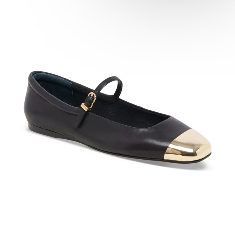 NEW--Dolce Vita Black Flats with Gold Cap Toe